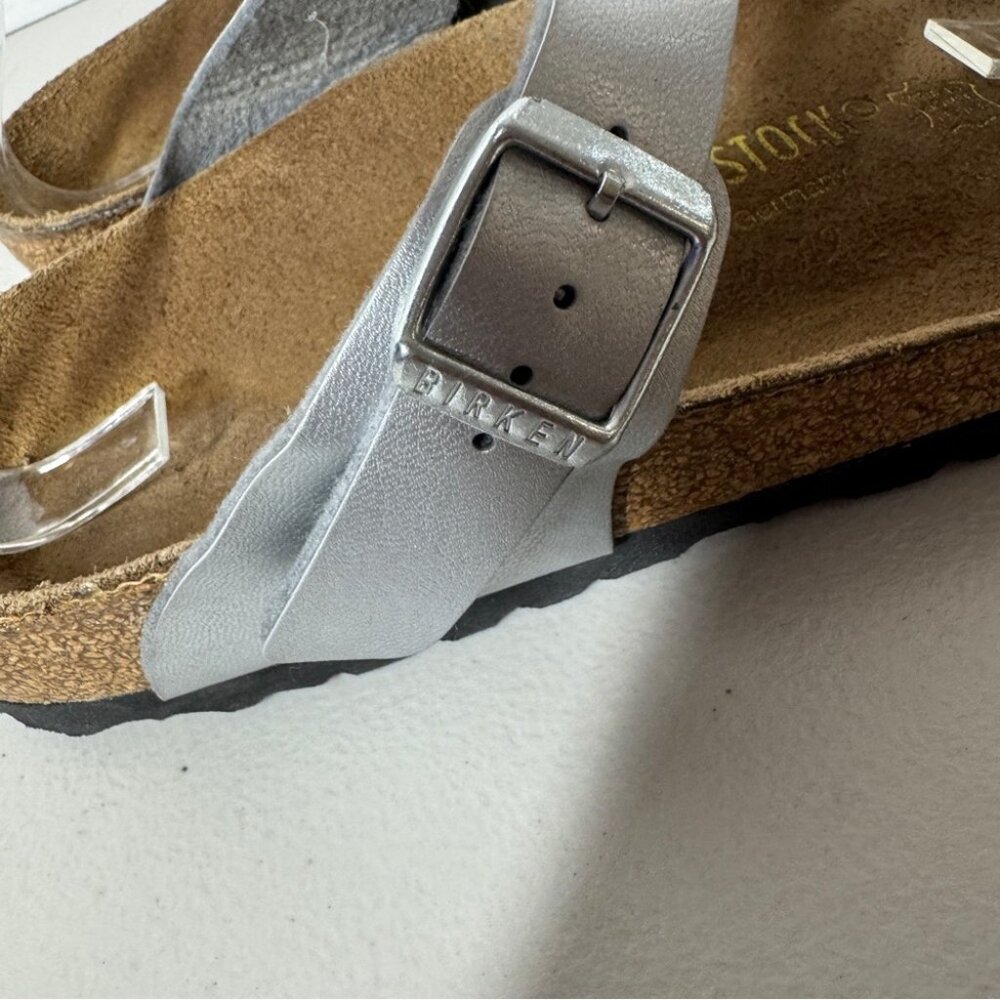 Birkenstock Gizeh Silver Metallic Sandals  Women’s Comfort Summer Shoes Size 40 - Picture 8 of 15